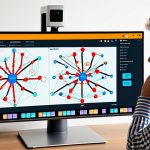 **

> A vibrant network graph visualization displayed on a monitor. Nodes represent customers, products, or locations, with connections highlighting relationships like purchases, connections, or supply routes. A user in a modern, Scandinavian-designed office is analyzing the graph with a thoughtful expression, indicating the discovery of insights.

**