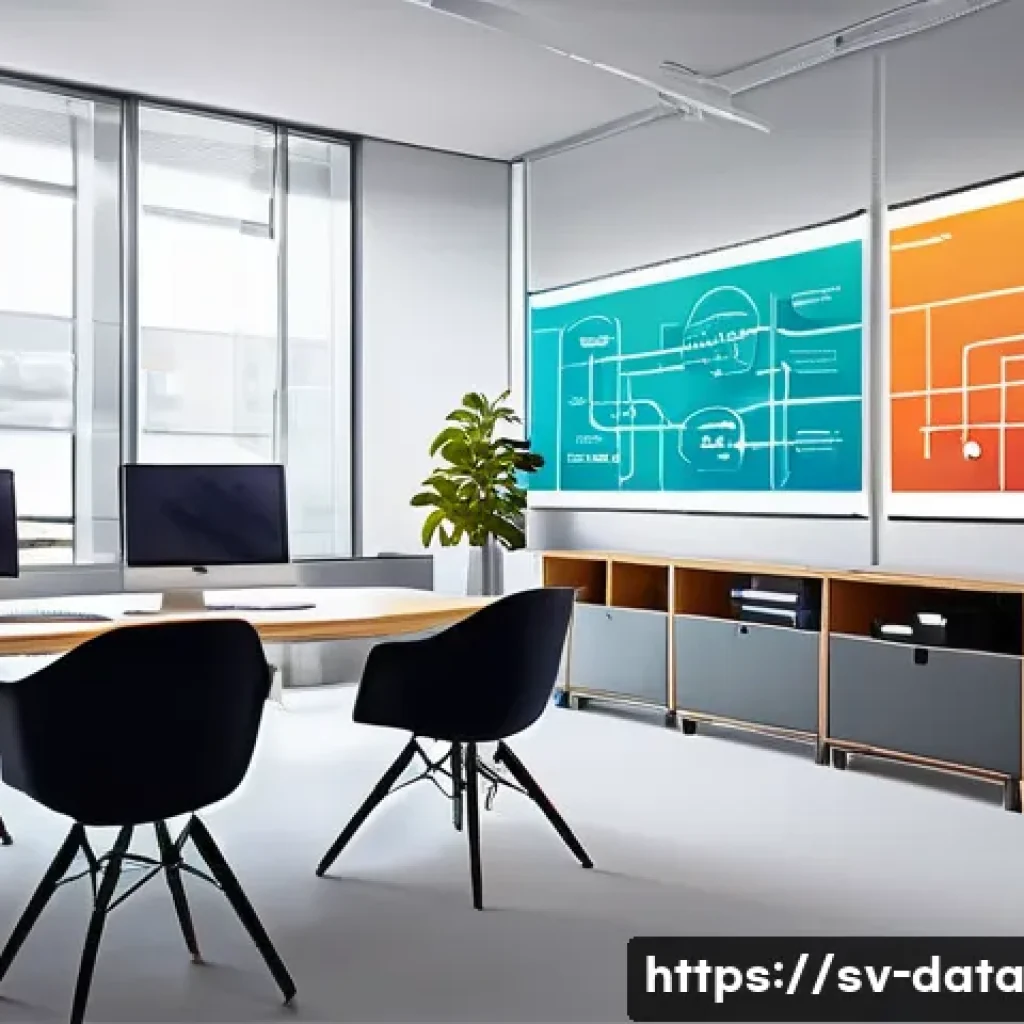 비즈니스 프로세스 개선을 위한 그래프 데이터베이스 활용 - A detailed and vibrant illustration of a business workflow visualized as a dynamic graph database, s...