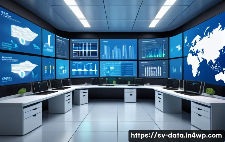 그래프 데이터베이스의 운영 및 유지보수 전략 - A highly detailed illustration of a modern data center control room focused on graph database perfor...