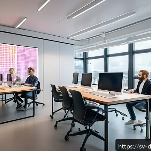 Home 31 실시간 데이터 처리에 적합한 그래프 데이터베이스 - A modern, sleek office environment in Stockholm with diverse Swedish tech professionals collaboratin...