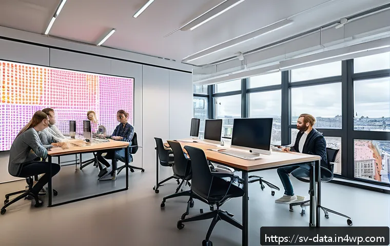 실시간 데이터 처리에 적합한 그래프 데이터베이스 - A modern, sleek office environment in Stockholm with diverse Swedish tech professionals collaboratin...