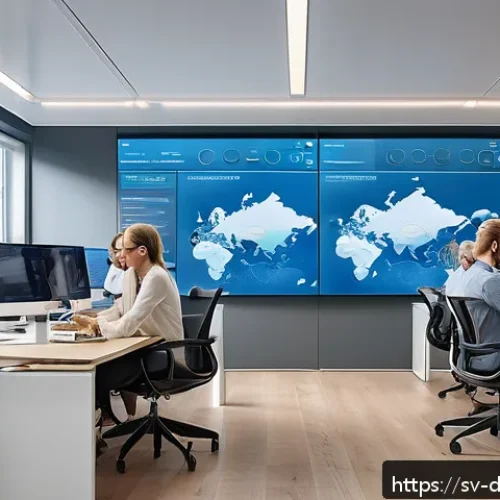 Home 30 분산 그래프 데이터베이스의 구현 사례 - A modern Swedish fintech office environment showcasing diverse professionals analyzing real-time tra...