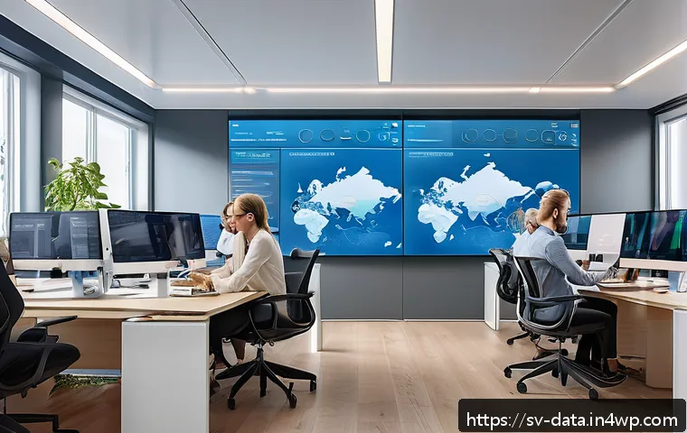 분산 그래프 데이터베이스의 구현 사례 - A modern Swedish fintech office environment showcasing diverse professionals analyzing real-time tra...