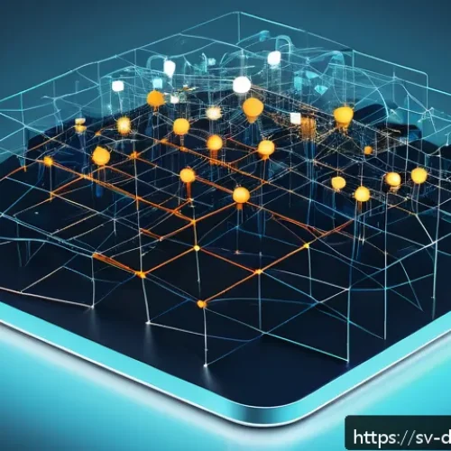 Home 17 그래프 데이터베이스의 데이터 저장 방식 - A detailed, futuristic visualization of a graph database structure showing interconnected nodes and ...